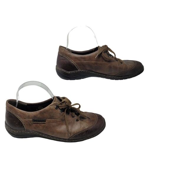 Mephisto Mobils Leather Air-Relax Lace Up Shoes 10 Brown Distressed Sneaker - Picture 4 of 10